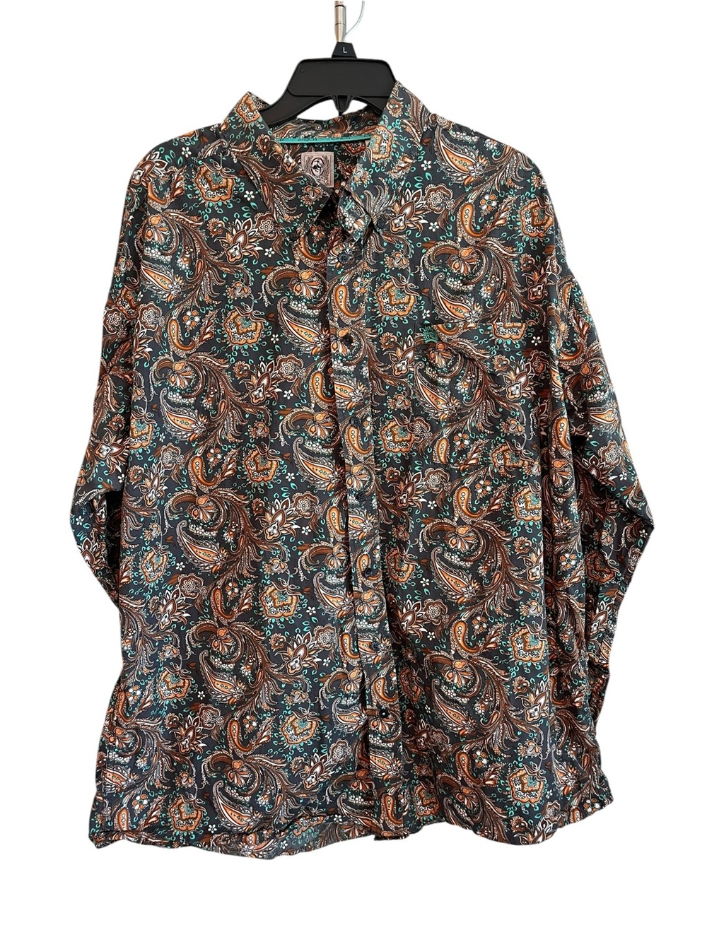 Cinch Men’s XL Paisley Button Down Western Shirt Brown Turquoise Long Sleeve